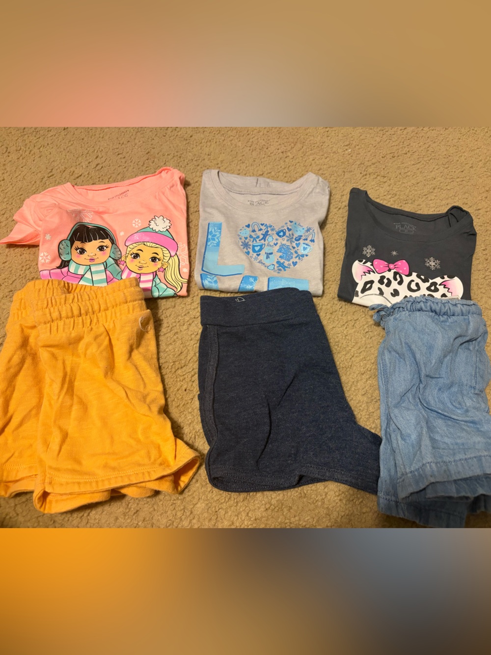 Lot of 6, 3 outfits kids size 4 and 5T shirts all nwot